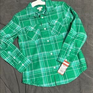 Cat & Jack Green Plaid Button Down Shirt